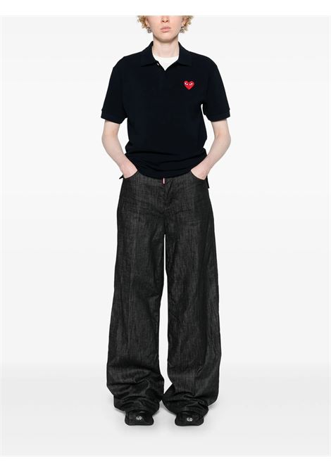 red emblem polo shirt unisex black COMME DES GARÇONS PLAY | AX-T006-0511
